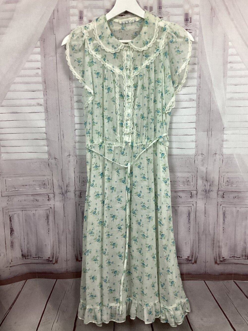 D.B.A. L.A. Vintage Dress Floral Cottagecore Sheer
